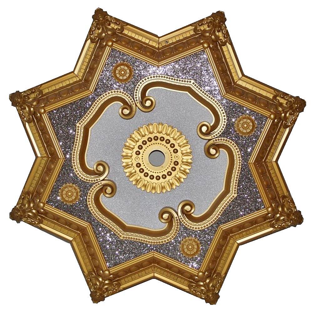 80 cm Yildiz Osmanli Saray Tavan S-315 Avize Gobegi Altin Varak Kaplamali 3D