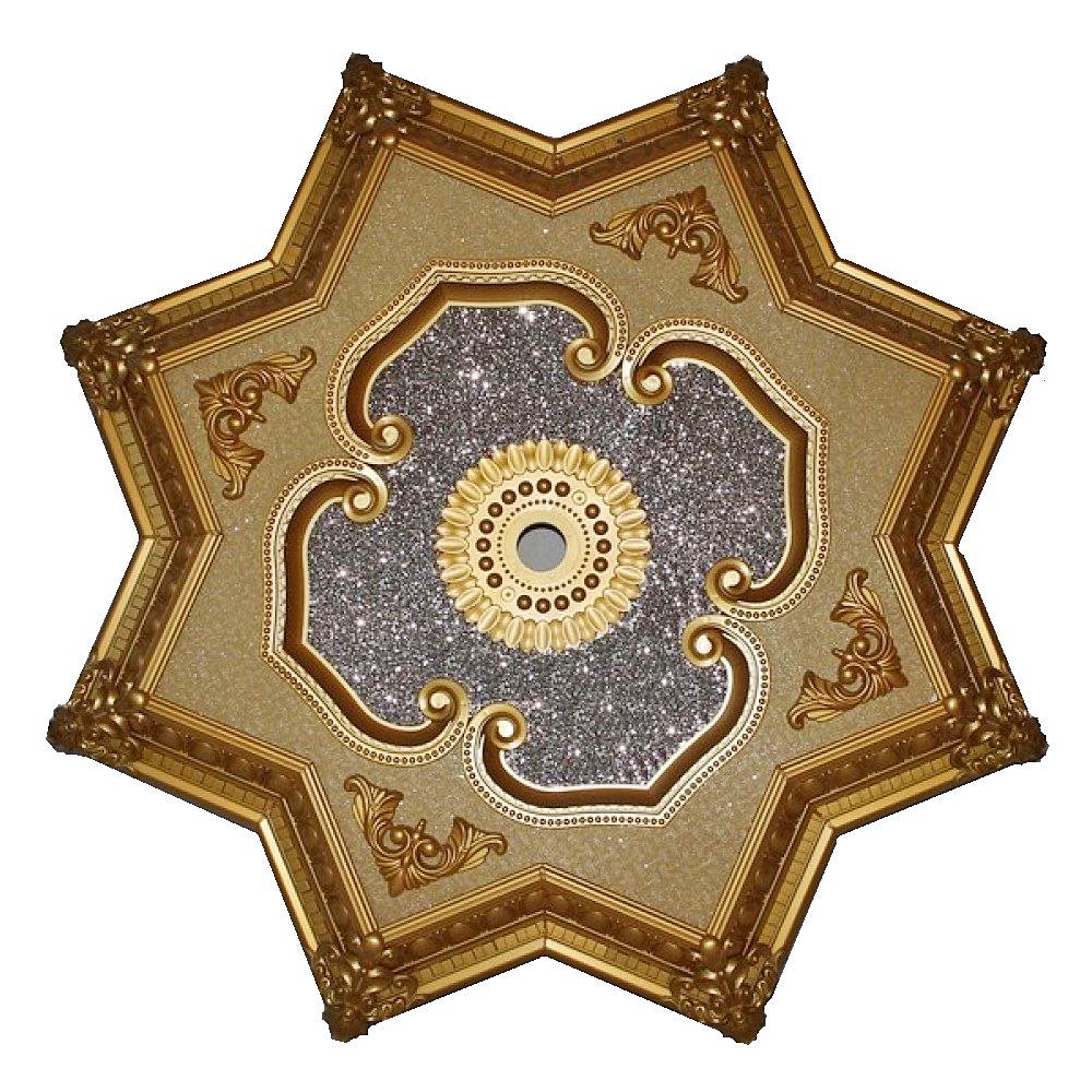 90 cm Yildiz Osmanli Saray Tavan S-319 Avize Gobegi Altin Varak Kaplamali 3D