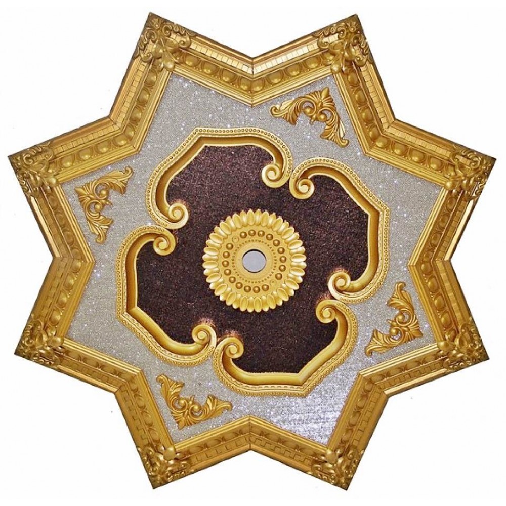 90 Cm Yildiz Osmanli Saray Tavan S-342 Avize Gobegi Altin Varak Kaplamali 3D