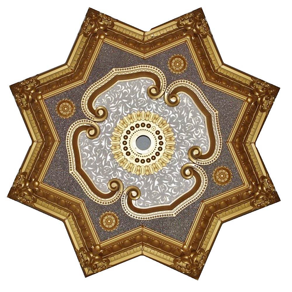 80 cm Yildiz Osmanli Saray Tavan S-378 Avize Gobegi Altin Varak Kaplamali 3D