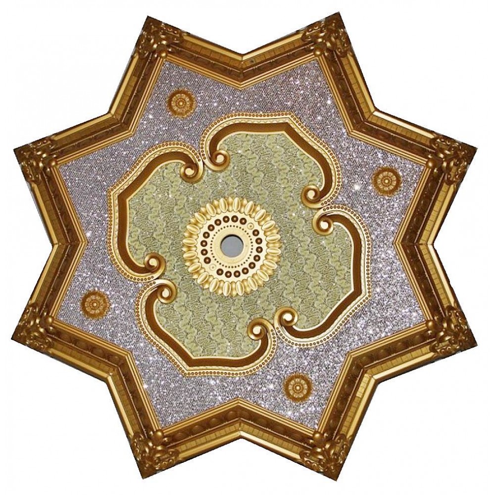 90 Cm Yildiz Osmanli Saray Tavan S-411 Avize Gobegi Altin Varak Kaplamali 3D