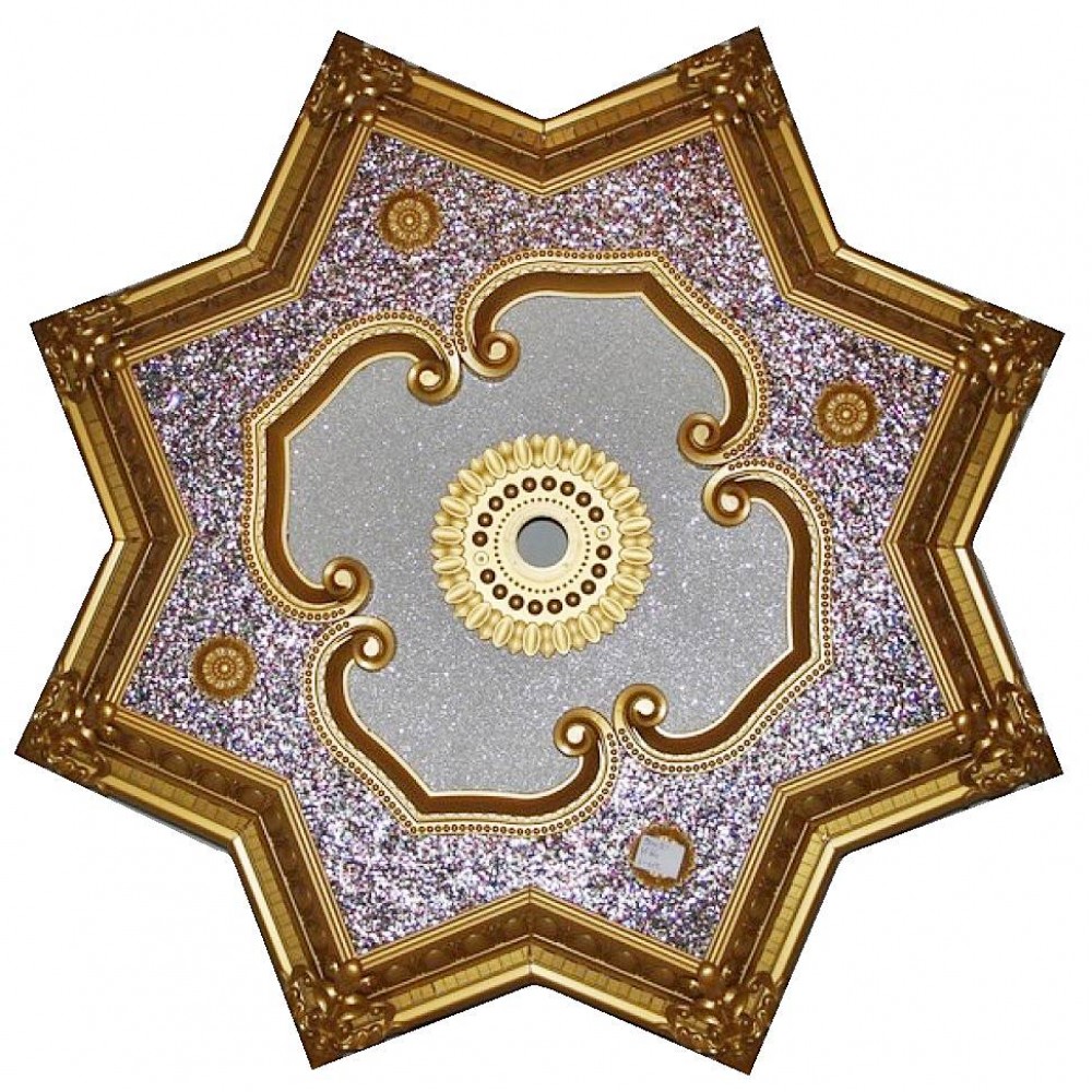 90 Cm Yildiz Osmanli Saray Tavan S-412 Avize Gobegi Altin Varak Kaplamali 3D