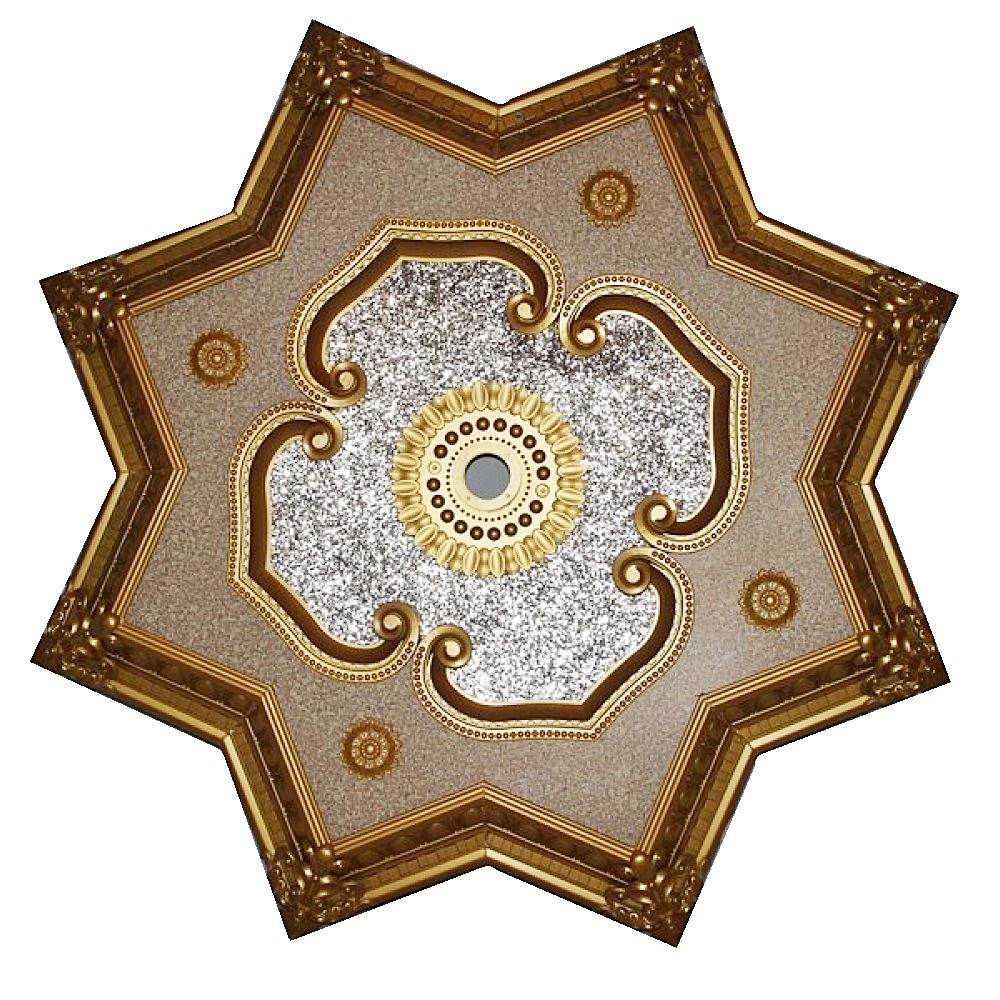 90 Cm Yildiz Osmanli Saray Tavan S-413 Avize Gobegi Altin Varak Kaplamali 3D