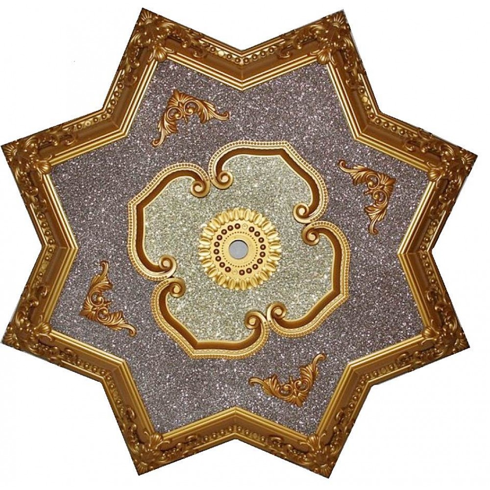 110 Cm Yildiz Osmanli Saray Tavan S-438 Avize Gobegi Altin Varak Kaplamali 3D