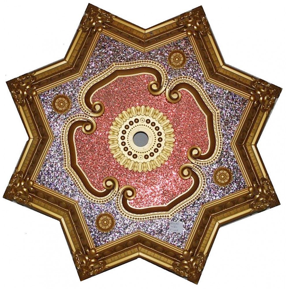 80 Cm Yildiz Osmanli Saray Tavan S-448 Avize Gobegi Altin Varak Kaplamali 3D