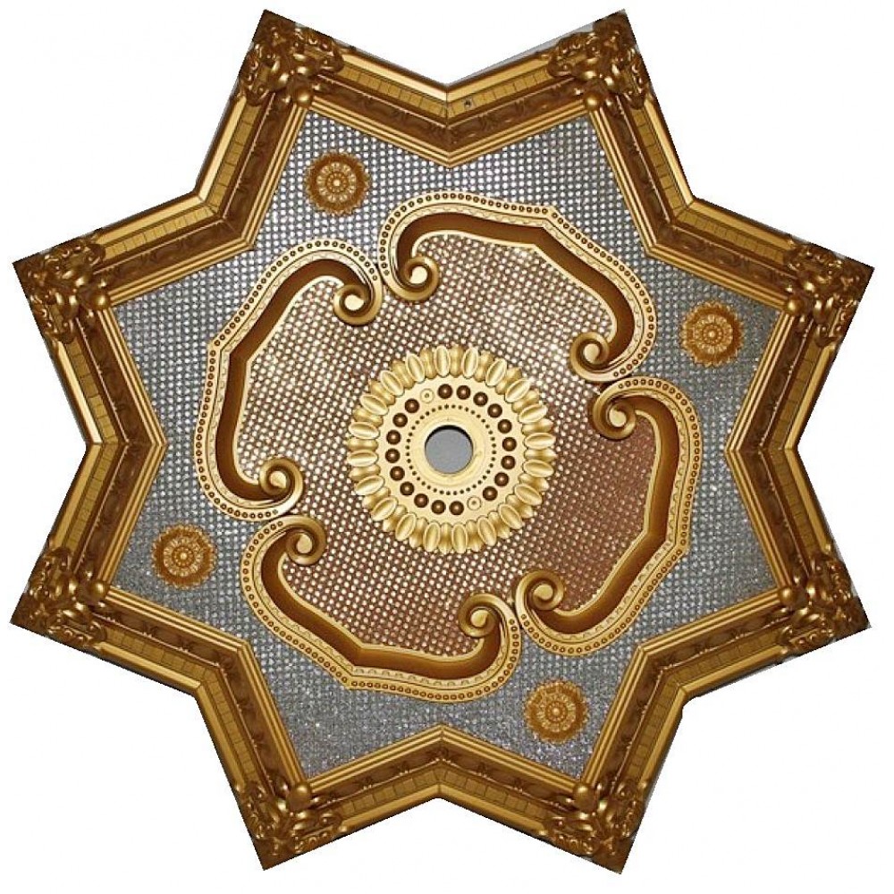 80 Cm Yildiz Osmanli Saray Tavan S-453 Avize Gobegi Altin Varak Kaplamali 3D