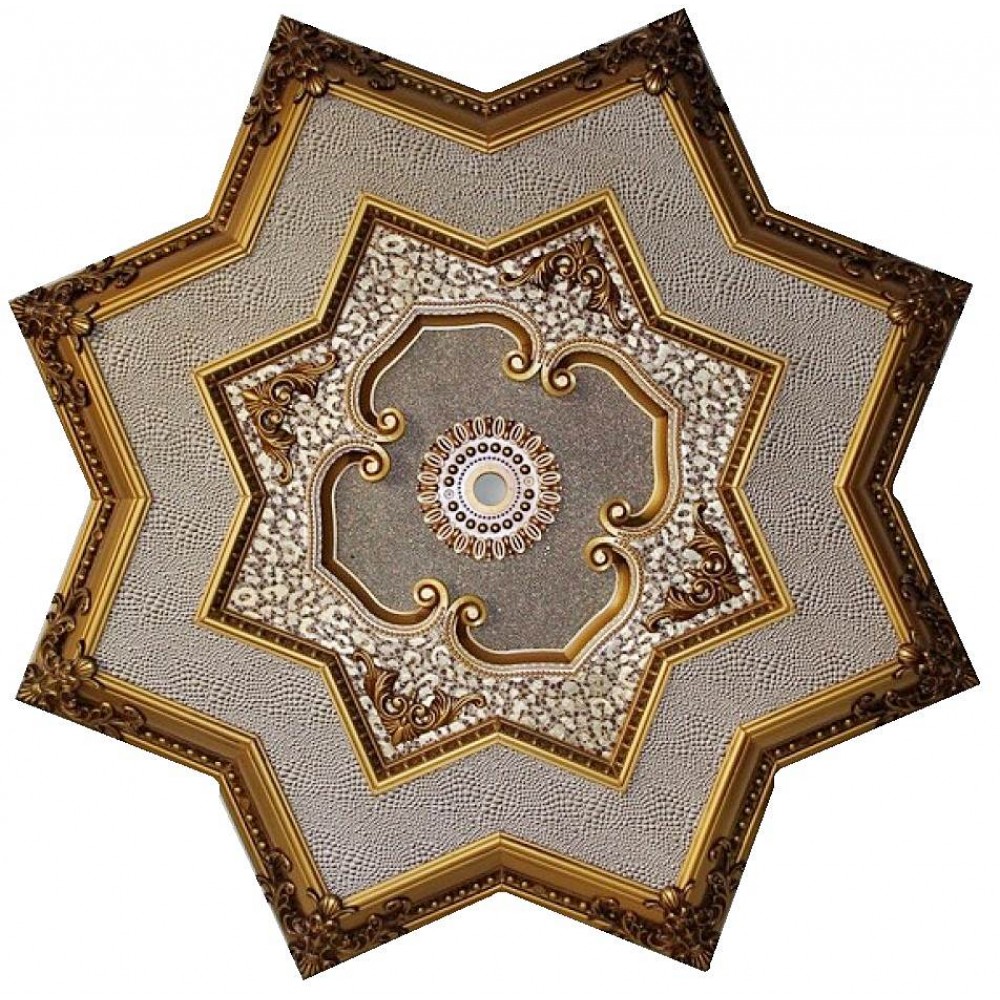 130 Cm Yildiz Osmanli Saray Tavan Sf-002 Avize Gobegi Patina-Eskitme Altin Varakli 3D