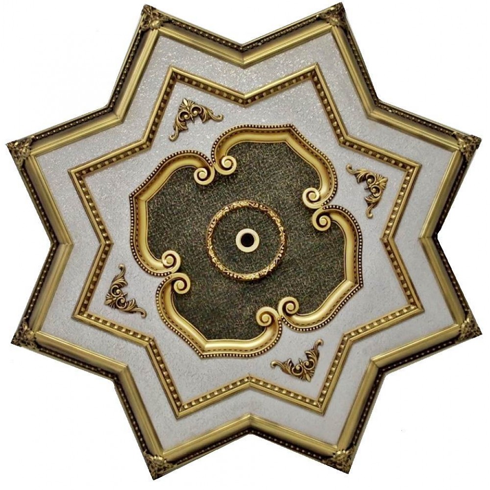 130 Cm Yildiz Osmanli Saray Tavan Sf-131 Avize Gobegi Patina-Eskitme Altin Varakli 3D