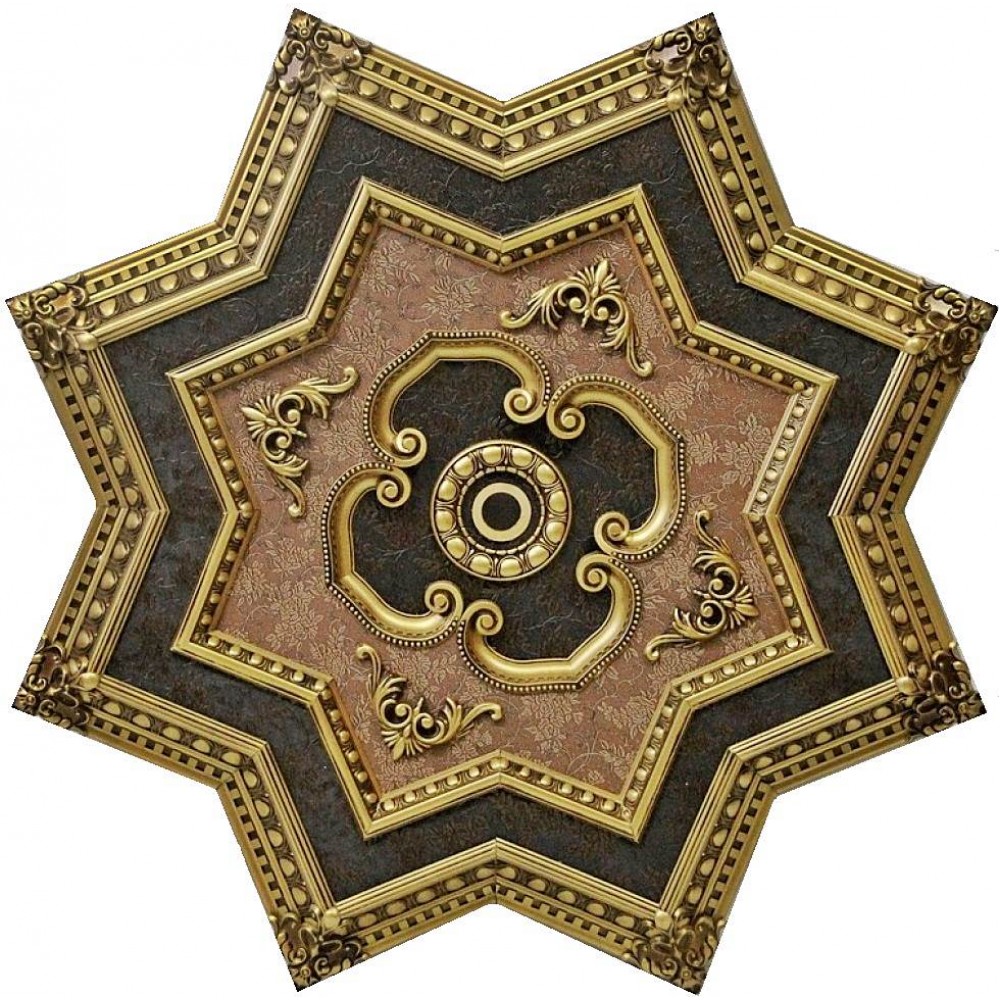 110 Cm Yildiz Osmanli Saray Tavan Sf-144 Avize Gobegi Patina-Eskitme Altin Varakli 3D