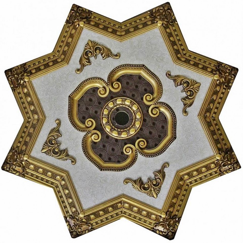 90 cm Yildiz Osmanli Saray Tavan Sf-166 Avize Gobegi Patina-Eskitme Altin Varakli 3D