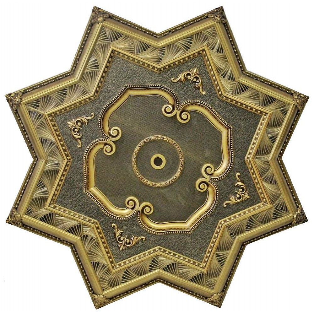 150 Cm Yildiz Osmanli Saray Tavan Sf-295 Avize Gobegi Patina-Eskitme Altin Varakli 3D