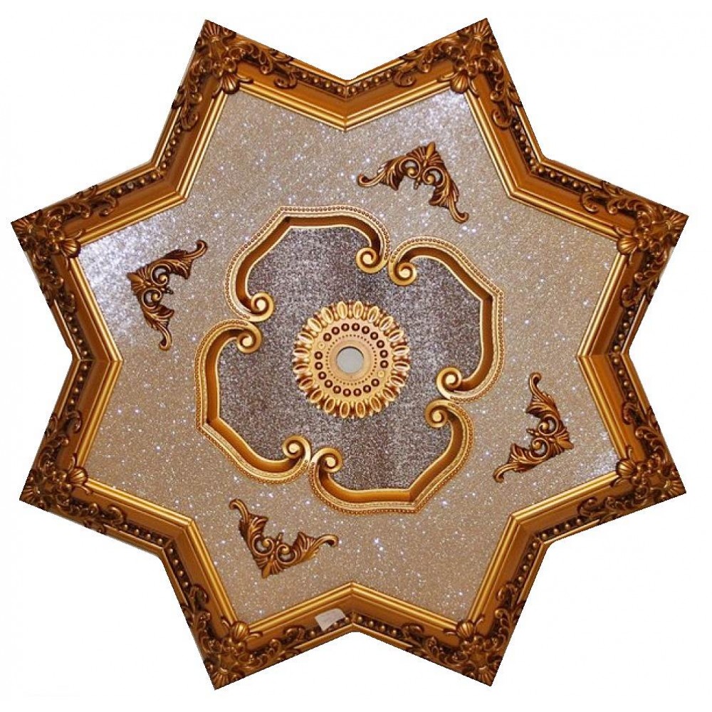 110 Cm Yildiz Osmanli Saray Tavan Sf-335 Avize Gobegi Patina-Eskitme Altin Varakli 3D