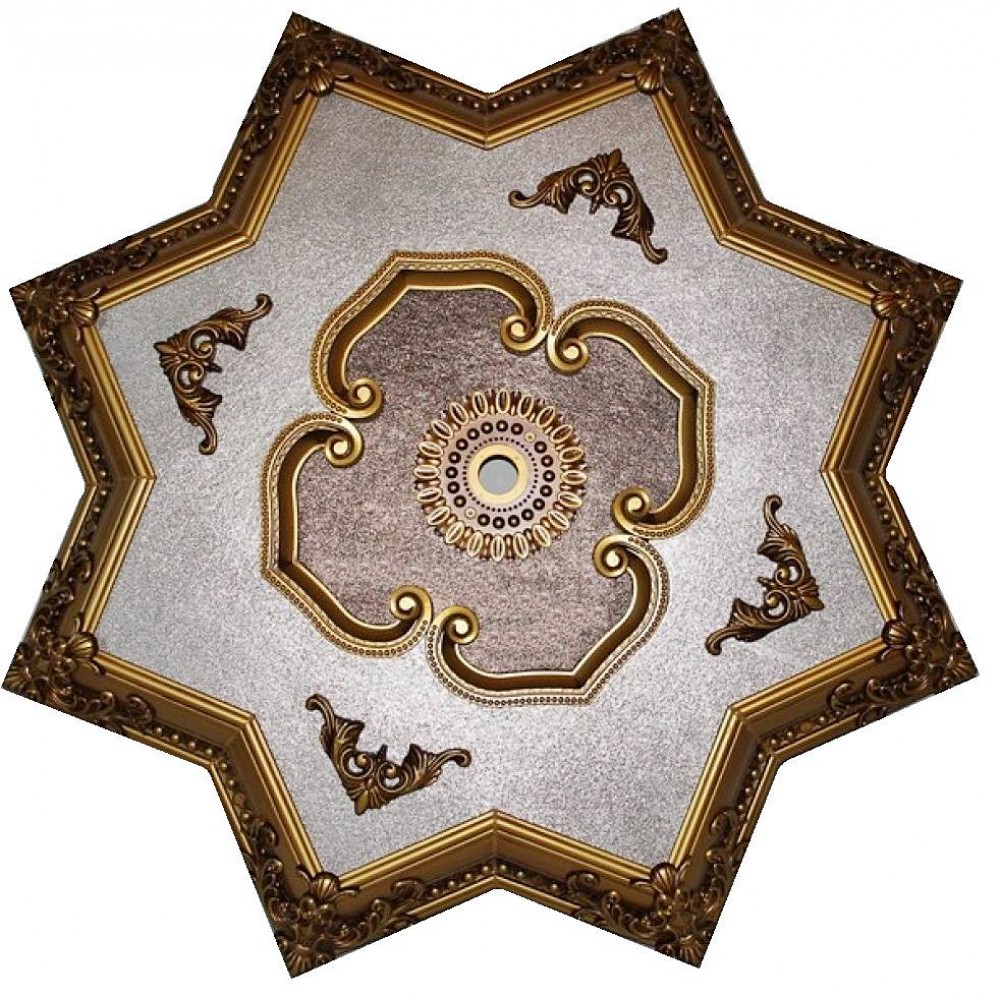 110 Cm Yildiz Osmanli Saray Tavan Sf-371 Avize Gobegi Patina-Eskitme Altin Varakli 3D