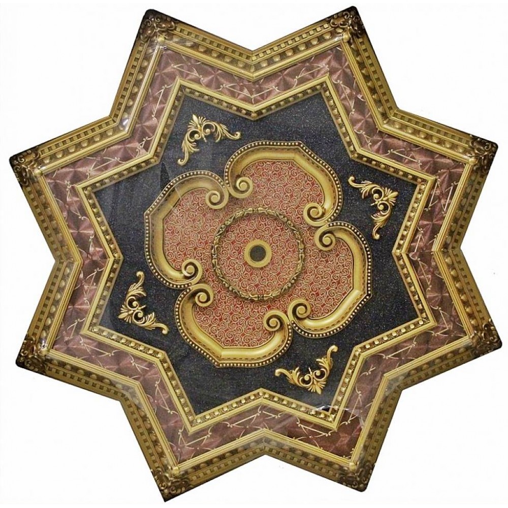 130 Cm Yildiz Osmanli Saray Tavan Sf-714 Avize Gobegi Patina-Eskitme Altin Varakli 3D