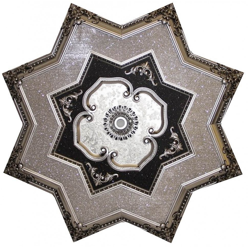 130 Cm Yildiz Osmanli Saray Tavan Sfa-301 Avize Gobegi Patina-Eskitme Gumus Varakli 3D