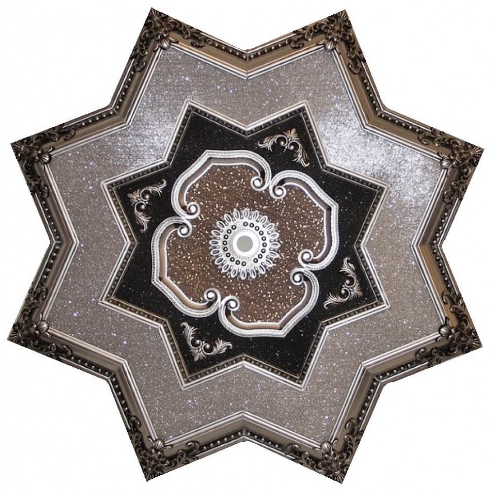 130 Cm Yildiz Osmanli Saray Tavan Sfa-301-A Avize Gobegi Patina-Eskitme Gumus Varakli 3D