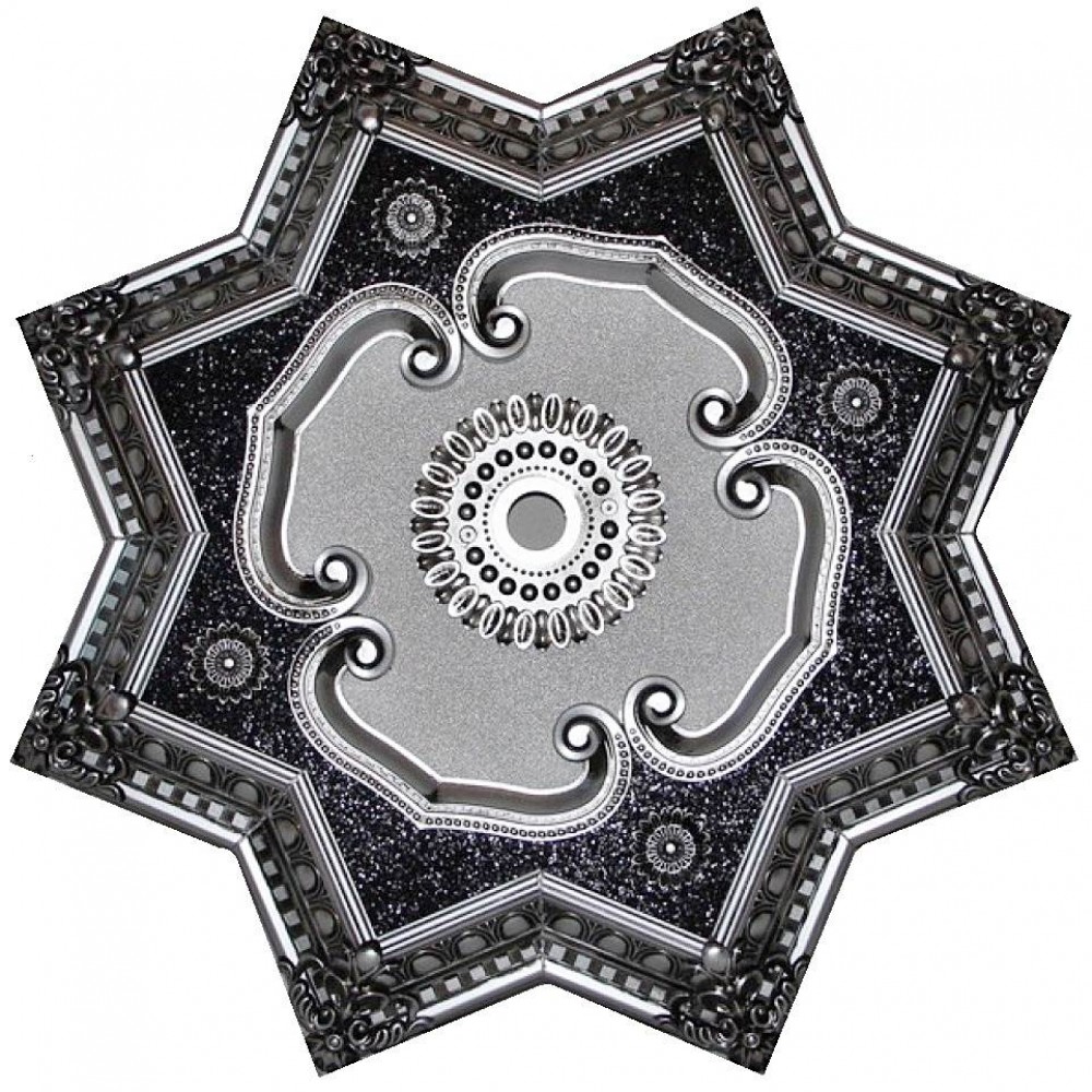 80 Cm Yildiz Osmanli Saray Tavan Sfa-373 Avize Gobegi Patina-Eskitme Gumus Varakli 3D