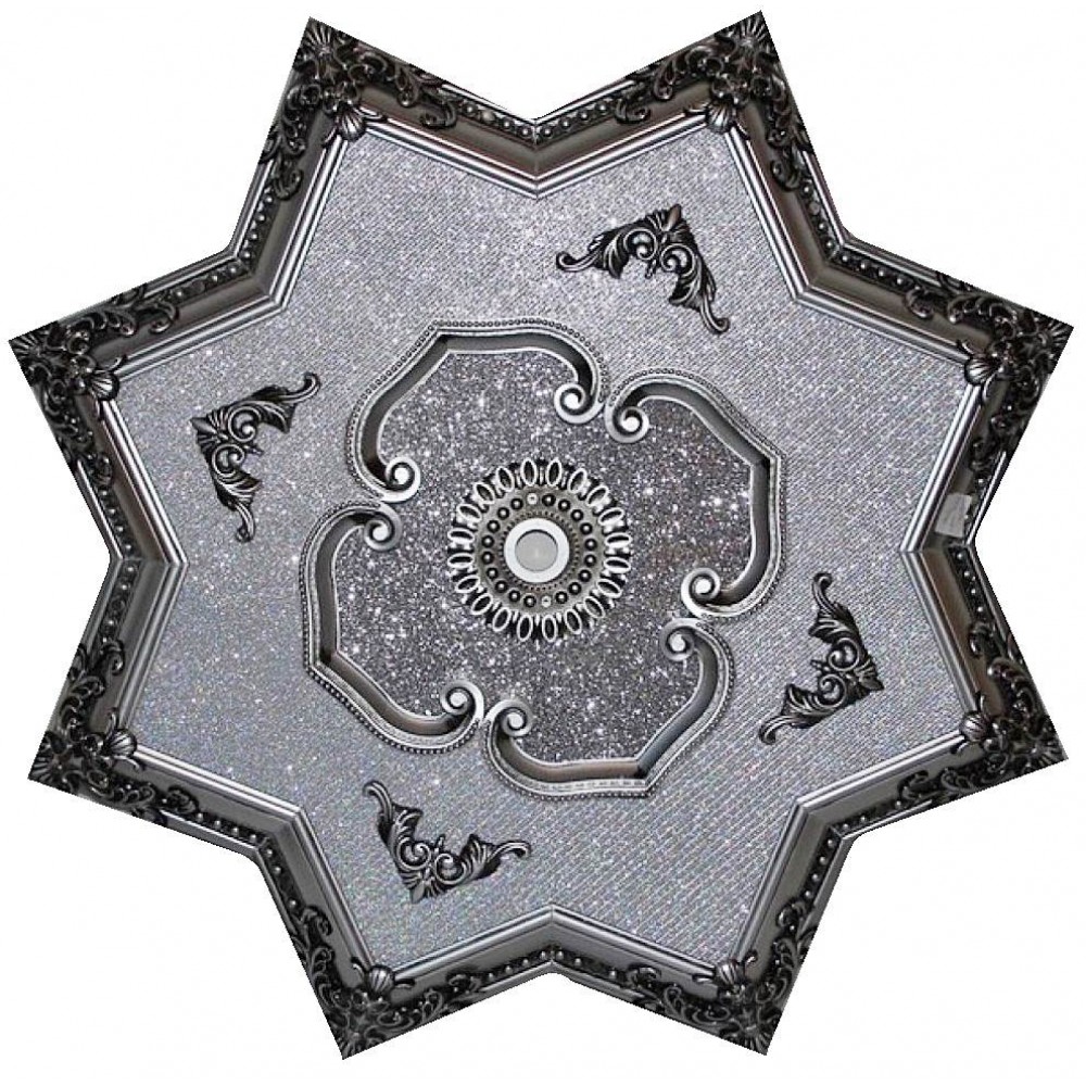 110 Cm Yildiz Osmanli Saray Tavan Sfa-390 Avize Gobegi Patina-Eskitme Gumus Varakli 3D