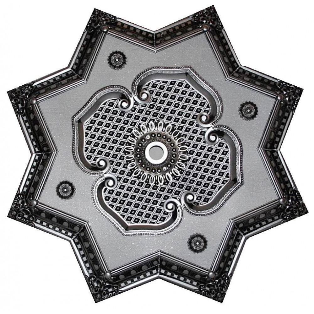 90 Cm Yildiz Osmanli Saray Tavan Sfa-416 Avize Gobegi Patina-Eskitme Gumus Varakli 3D