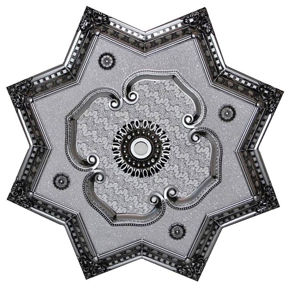 90 Cm Yildiz Osmanli Saray Tavan Sfa-417 Avize Gobegi Patina-Eskitme Gumus Varakli 3D