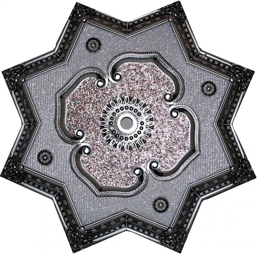 90 Cm Yildiz Osmanli Saray Tavan Sfa-419 Avize Gobegi Patina-Eskitme Gumus Varakli 3D