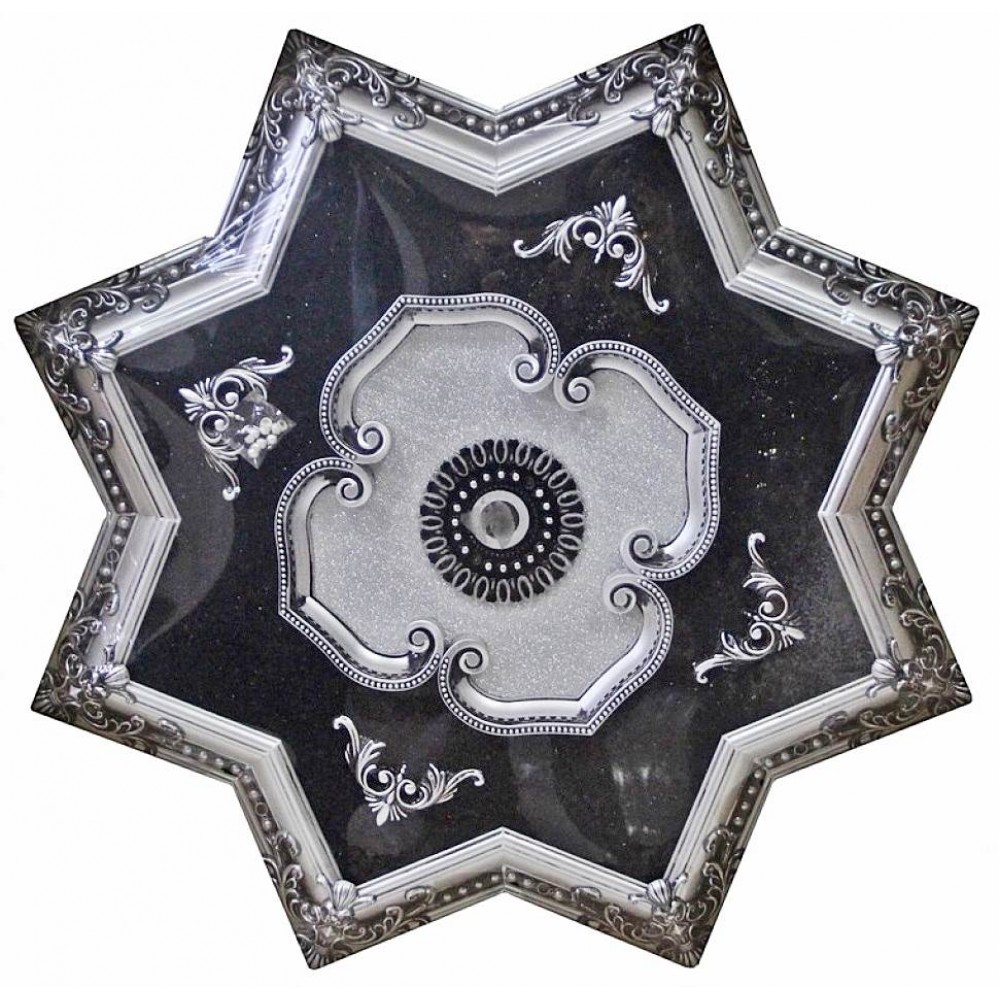 110 Cm Yildiz Osmanli Saray Tavan Sfa-442  Avize Gobegi Patina-Eskitme Gumus Varakli 3D