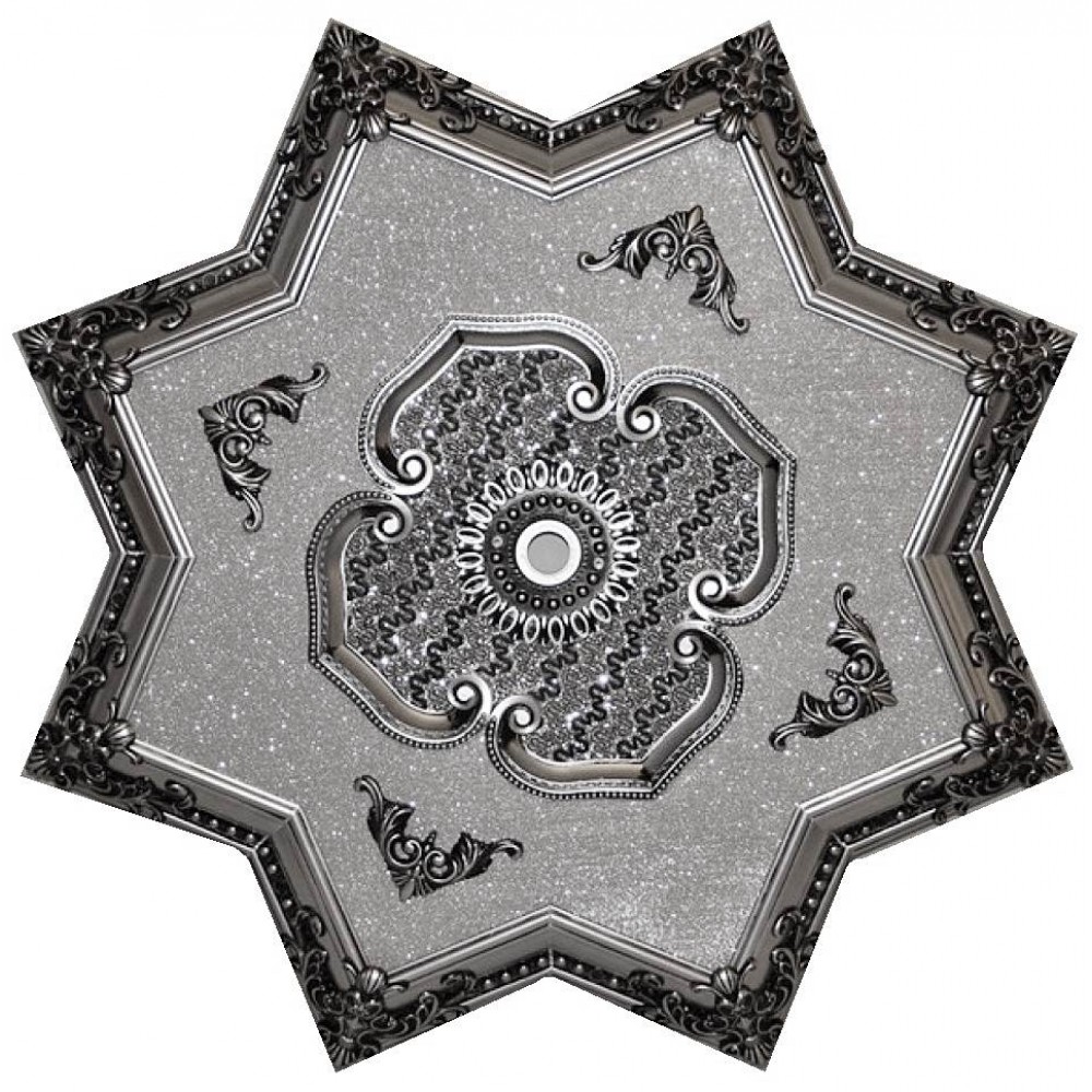 110 Cm Yildiz Osmanli Saray Tavan Sfa-444 Avize Gobegi Patina-Eskitme Gumus Varakli 3D