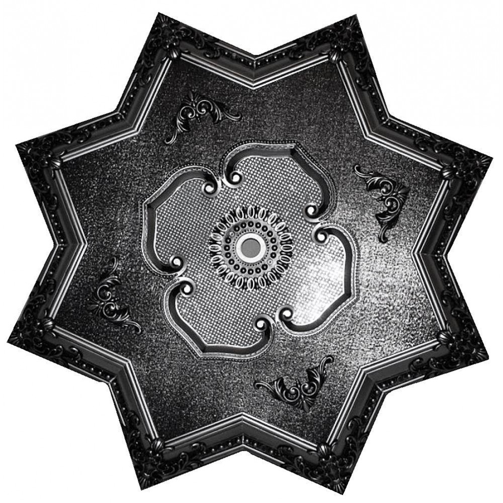 110 Cm Yildiz Osmanli Saray Tavan Sfa-445 Avize Gobegi Patina-Eskitme Gumus Varakli 3D