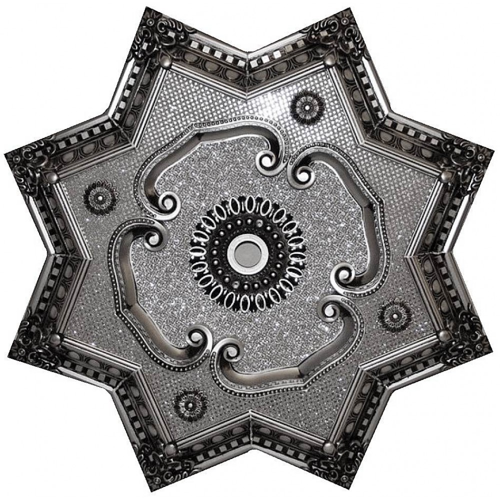 80 Cm Yildiz Osmanli Saray Tavan Sfa-458 Avize Gobegi Patina-Eskitme Gumus Varakli 3D