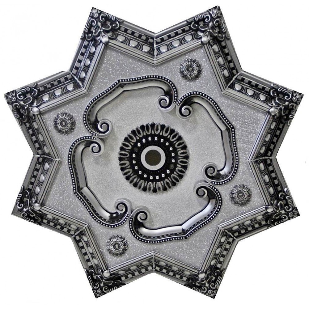 80 Cm Yildiz Osmanli Saray Tavan Sfa-459 Avize Gobegi Patina-Eskitme Gumus Varakli 3D